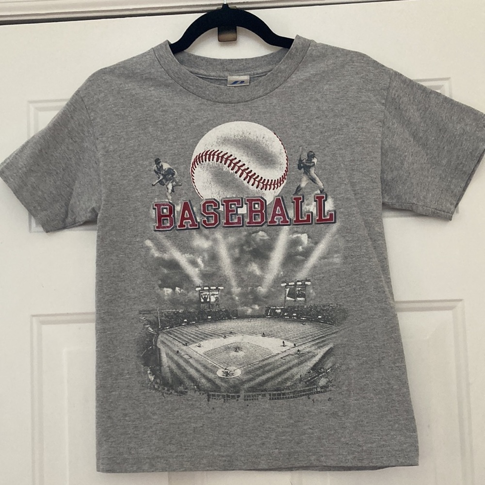 Baseball Short Sleeve Shirt Gray Medium
